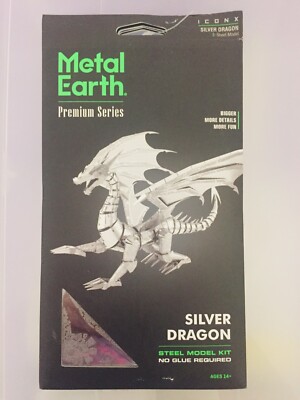 Fascinations ICONX SILVER DRAGON Metal Earth 3D Laser Cut Steel Model ...