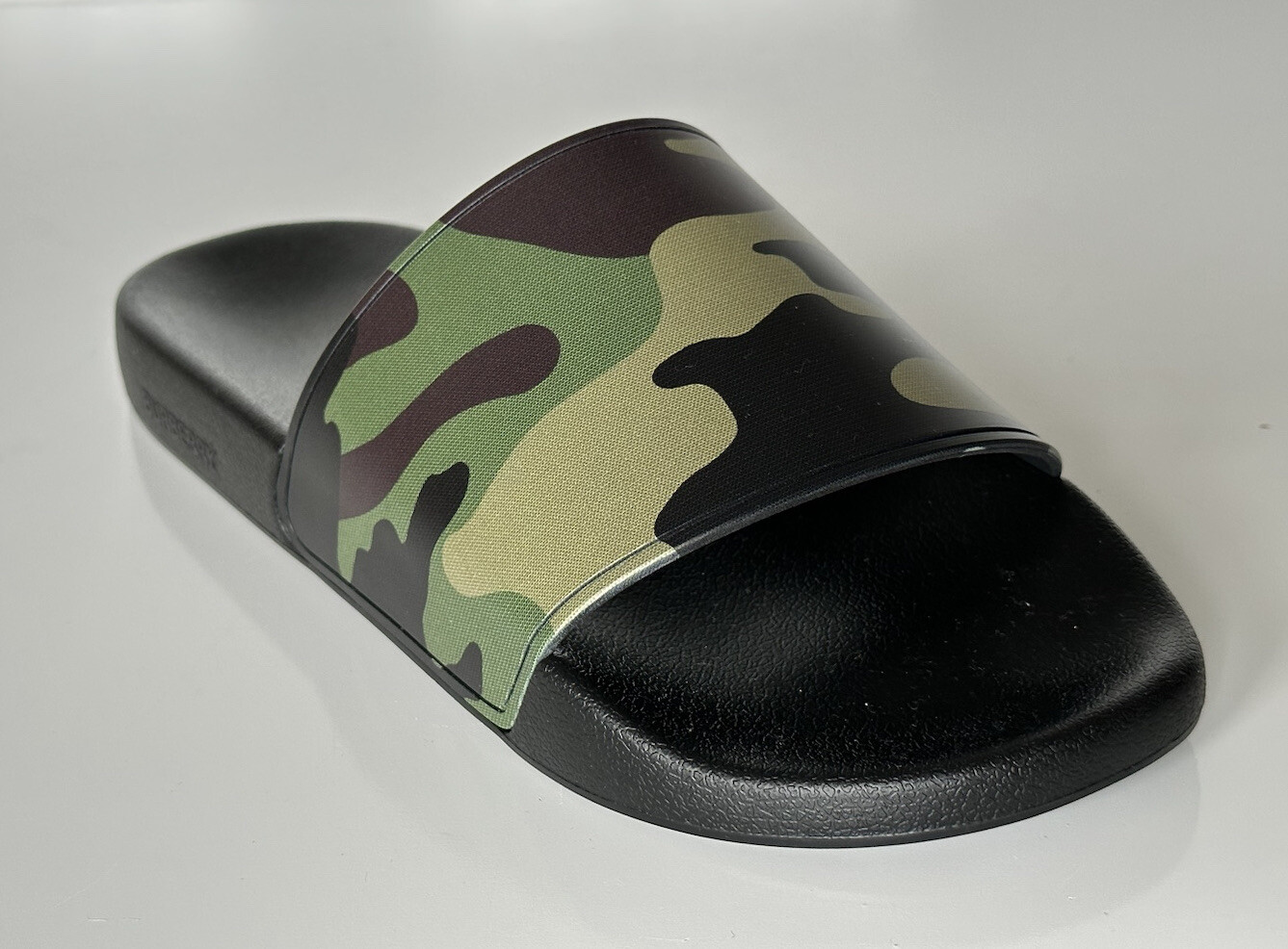 Burberry Camouflage Green Slides Sandals Size 12 US 45 Euro 8042712 New $370-image