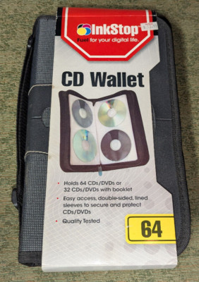NEW InkStop CD Wallet - Holds 64 CD Discs - Game DVD Carrying Case Organizer