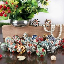 30 PC Indian Boho Handmade Ceramic Door Knobs Cabinet Drawer handle