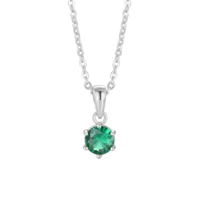 Damen Sterling 925 massiv Feinsilber 0,5 Karat Smaragd Anhänger 18 Zoll Kette