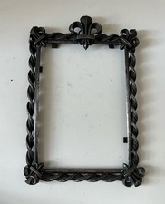 Ancien Cadre en métal argenté Fleurs de Lys XIX