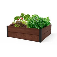4 Ft. X 4 Ft. Brown Resin Outdoor Raised Garden Bed Free Shipping