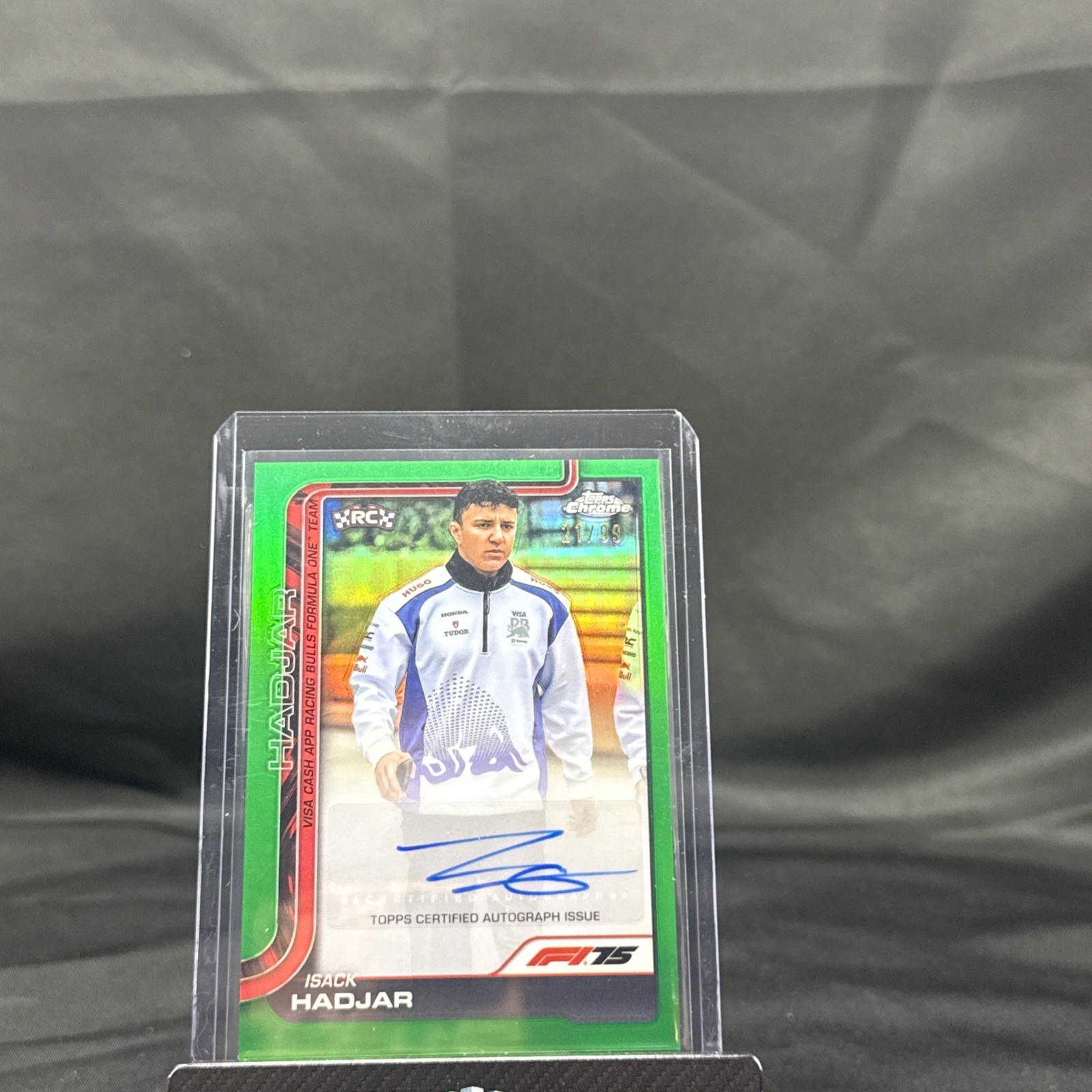 2025 Topps Chrome F1 Isack Hadjar RC AUTO GREEN 21/99 CAC-HAD 🔥🔥🔥