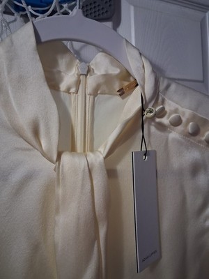 adam lippes top Drape neck shell Silk Charmeuse ECRU  size 0/2 
