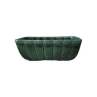Vintage Hull USA Planter Green Blue F42  Ribbed Flutted