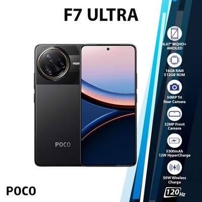 Xiaomi POCO F7 Ultra 5G Android Cell Phone (BLACK/16GB+512GB/Dual SIM/Unlocked)