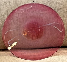 Salamandra Studio Art Glass Hand Blown Pink 13.75" Rondel Window Sun Suncatcher