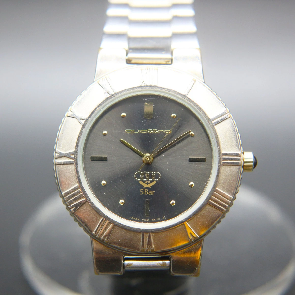 Audi Quattro Wristwatch Vintage Silver & Gold Two Tone Rally Race Car Logo 24mm Audi Watches - Etsy Finland main image 4