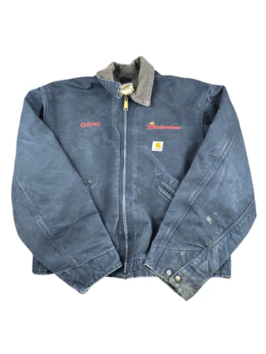 VETEMENTS Giacca vintage Carhartt uomo blu scuro coperta foderata Detroit Budweiser grande J172DNY