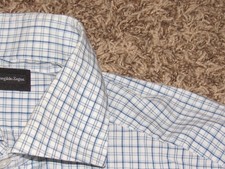 ERMENEGILDO ZEGNA Dress Shirt Men's 41 16-33 Blue White Check