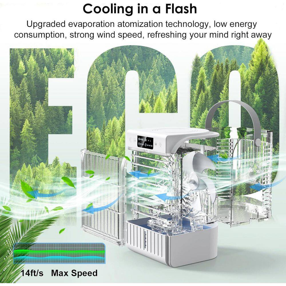 2-6 Hours 1500 ML Portable Evaporative Air Cooler 4-Wind Speeds 2-Spray Modes Ti