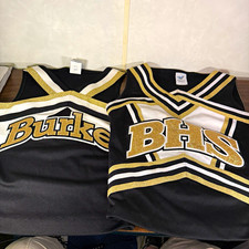 Varsity Cheerleading Uniform Set Black/Gold/White Polyester Spandex Burke BHS