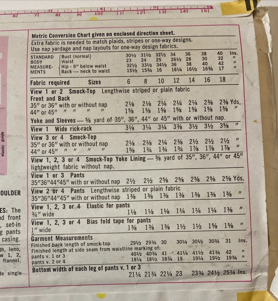 Simplicity Pattern 5421 Maternity Smock-Top Pants Size 12 Vintage 1972 Uncut - Image 4 of 4