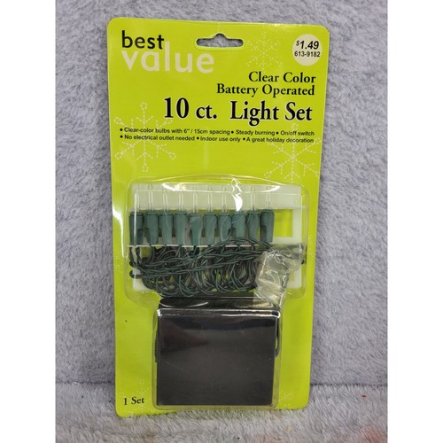 Best Value 10 ct Battery Operated Clear Color Light Set Steady Burning Indoor