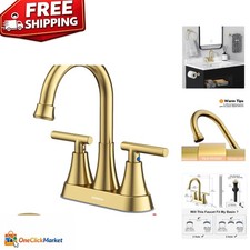 Modern 4-Inch Brushed Gold Faucet with 360  Swivel - Perfect for Any Bathroom