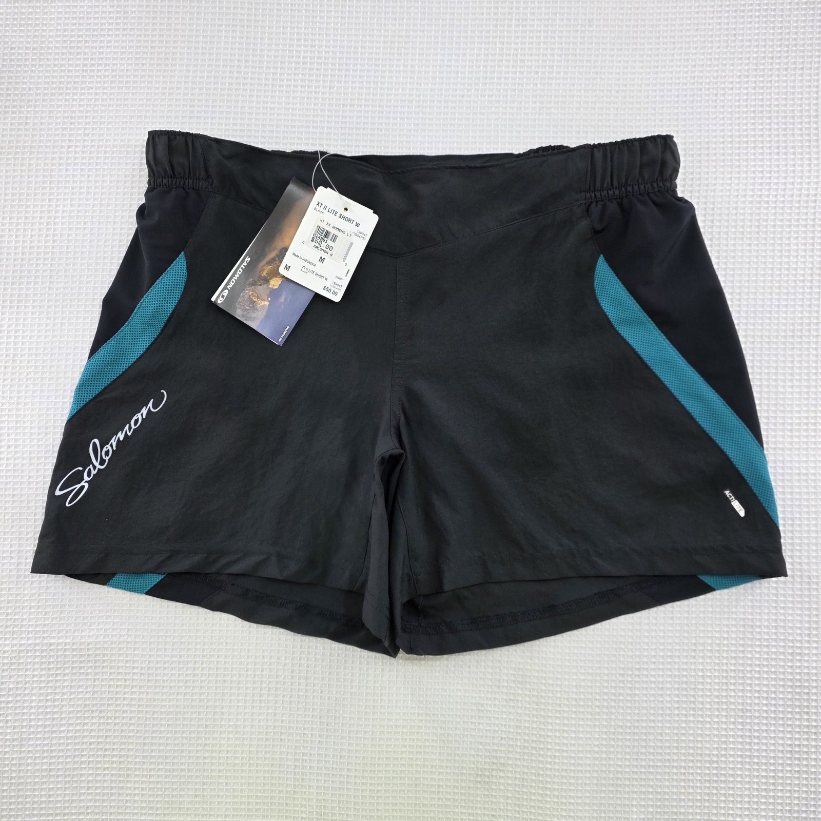 Salomon XT II Lite Pantaloncini Donna M Nero Running Trail Zip Tasca Riflettente...