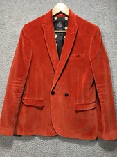 Twisted Tailor Carter Red Velvet Men's Blazer 40R Skull Black Lining Formal Prom