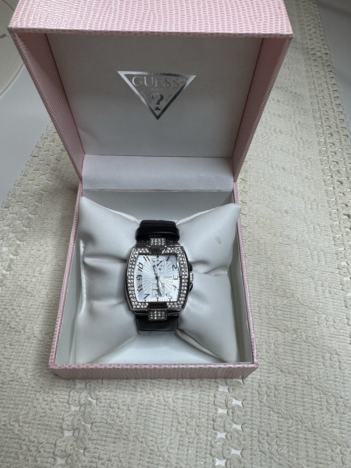 GUESS rectangular  watch with a crystal-accented … - image 2