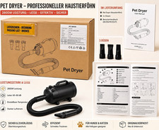 PET DRYER professioneller Haustierf&ouml;hn 2800W mit Schlauch, 3 D&uuml;sen CL-DF