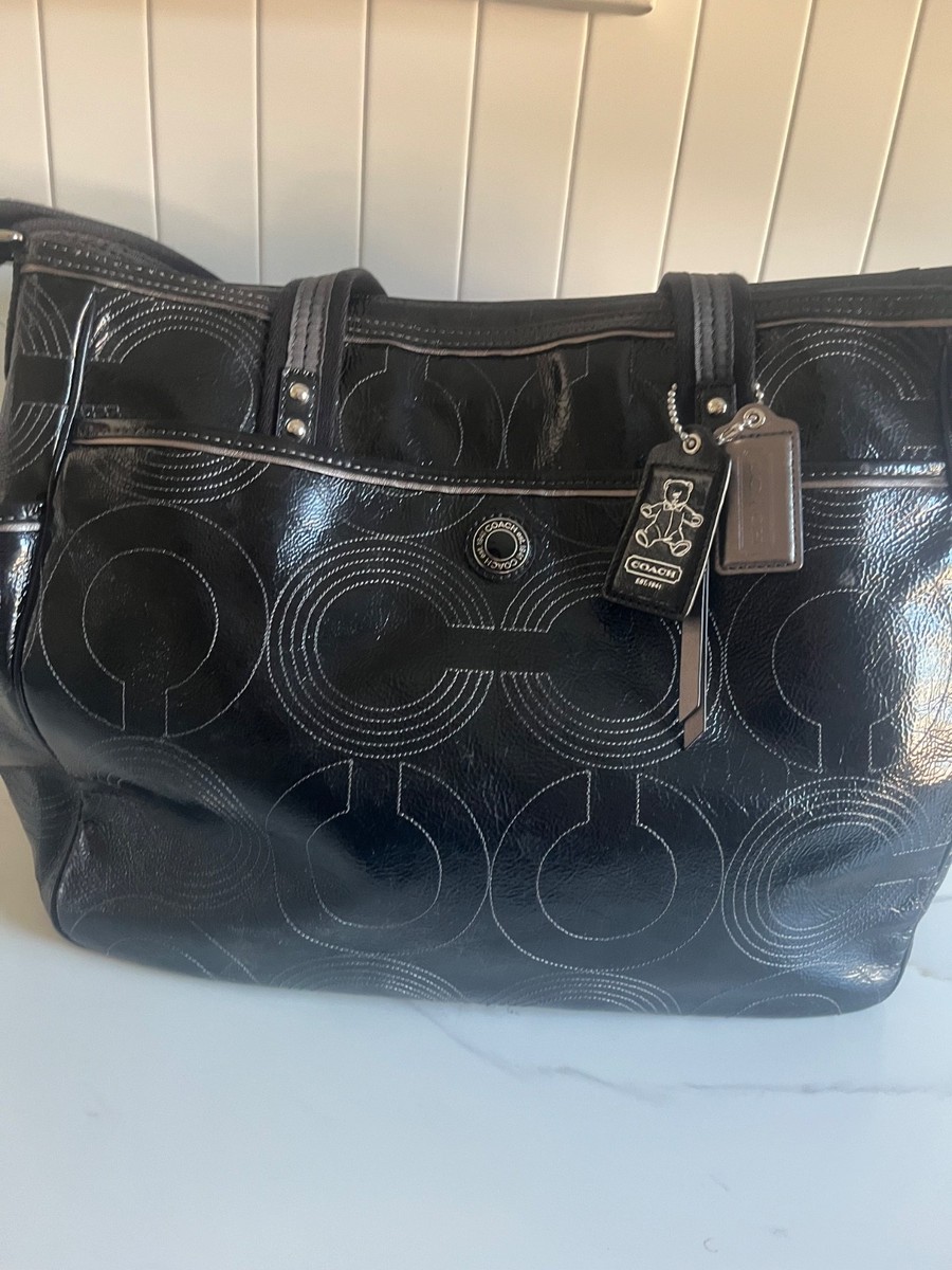 Coach Poppy Backpack, black with patent leather and silver accents Coach | Bags | Coach Poppy Backpack Black With Patent  main image 3