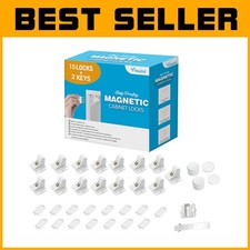 Baby Proofing Magnetic Cabinet Locks - 15 Locks, 2 Keys