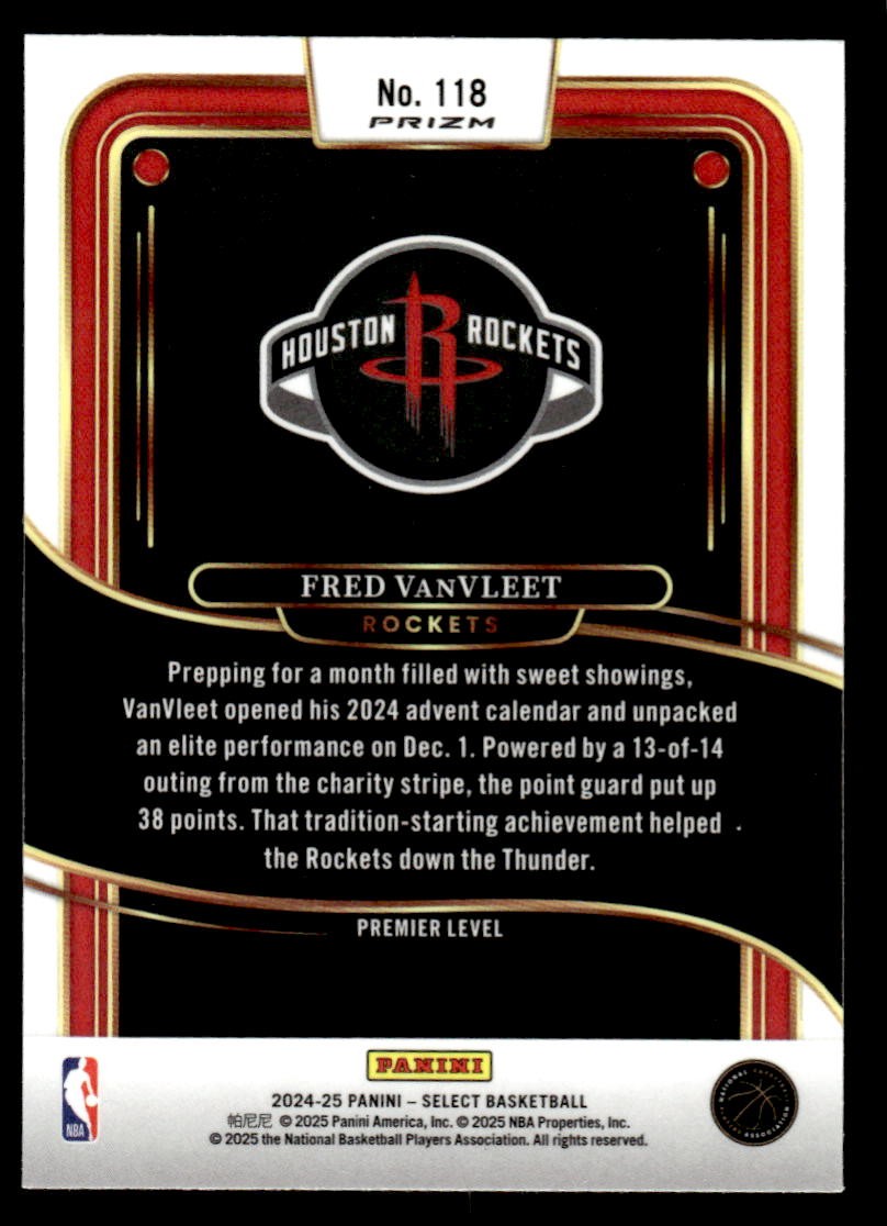 2024-25 Panini Select #118 Fred VanVleet Blue Prizm | eBay