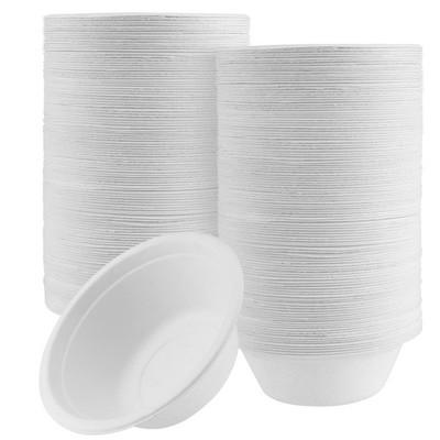 200 Stück 350 ml Papierschalen, umweltfreundliche Zuckerrohrschalen, runde ex...