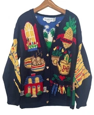 Vintage The Eagles Eye Womens Cardigan Sz L Girl Scouts Americana Handknit RARE