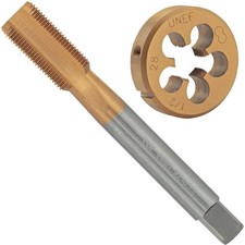 1/2"28 UNEF TiCoated Tap and Die Set, Titanium Coated 1/2 x 28 UNEF HSS Threa...