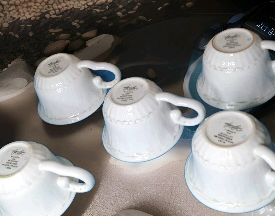 Conjunto de 5 xícaras de café porcelana qualidade barroca 7 oz branco American Atelier 5286  - Imagem 2 de 4