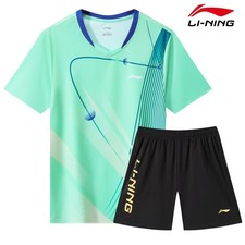 Li Ning Men's Table Tennis Badminton T-shirt and Shorts Suit Sports Set 051101