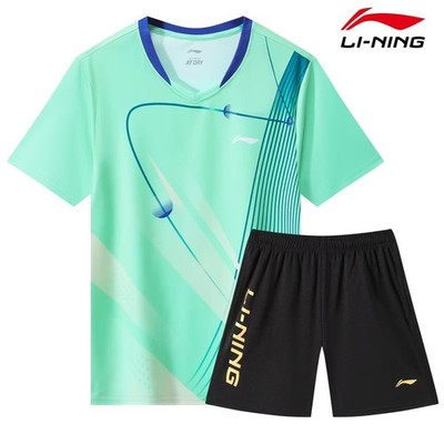 Li Ning Men's Table Tennis Badminton T-shirt and Shorts Suit Sports Set 051101