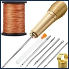 Punzon de cobre con aguja de Gancho para reparacion de zapatos hilo de coser