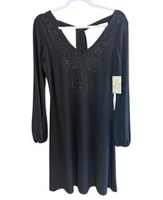 NWT Crystaline By Tango Black Swarovski Elements Embellished Black Dress Size S