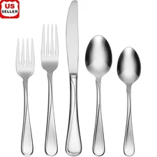 45-Piece Stainless Steel Flatware Set 8 W/ Serving Utensils Dishwasher Safe New