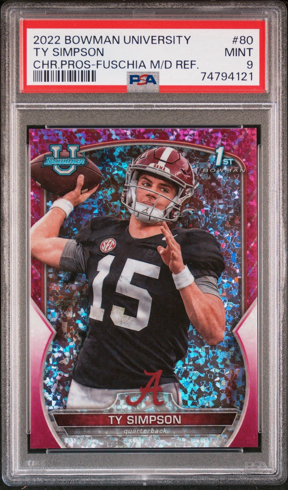 2022 Bowman U Ty Simpson Pink Fuchsia Refractor /150 PSA 9 | Rams Rookie Draft