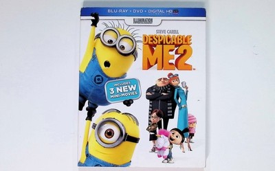 Despicable Me 2 Blu-ray DVD 2013 Combo Pack Steve Carell 3 Mini-Movies Minions