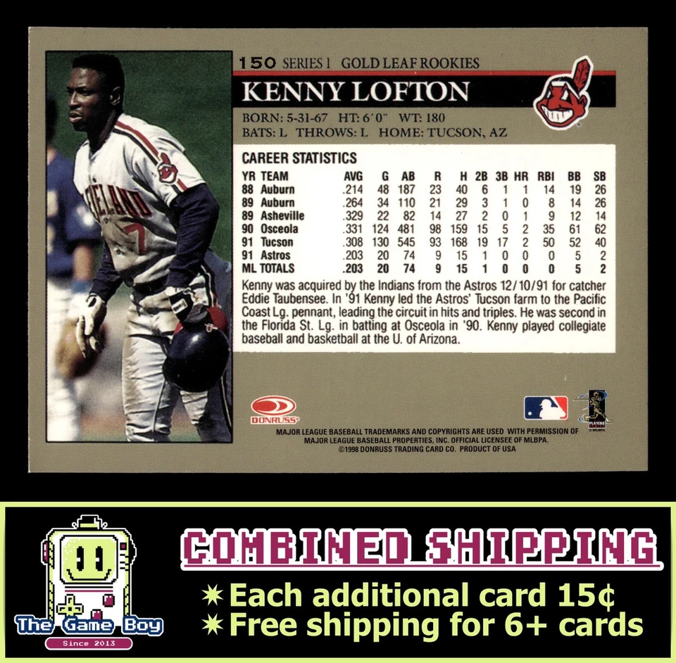 1998 Leaf #150 Kenny Lofton Cleveland Indians - Image 2 of 2