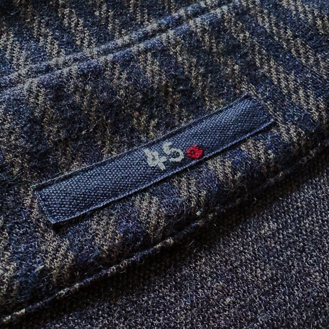 45R Jacket Band Collar Stripe Jersey Twill Stretch Wool Outerwear Excellent - product detail image 10