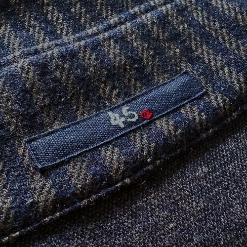 45R Jacket Band Collar Stripe Jersey Twill Stretch Wool Outerwear Excellent image 10
