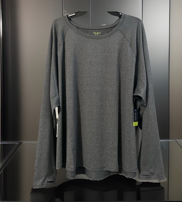 NWT Tek Gear Dry Tek Shirt Tee Unisex Plus 4X Gray Moisture Wicking Stretch L/S