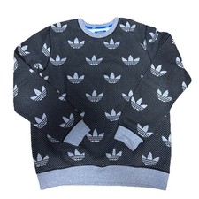 Vintage ADIDAS All Over Crewneck Sweater Size L Trefoil Run DMC Throwback