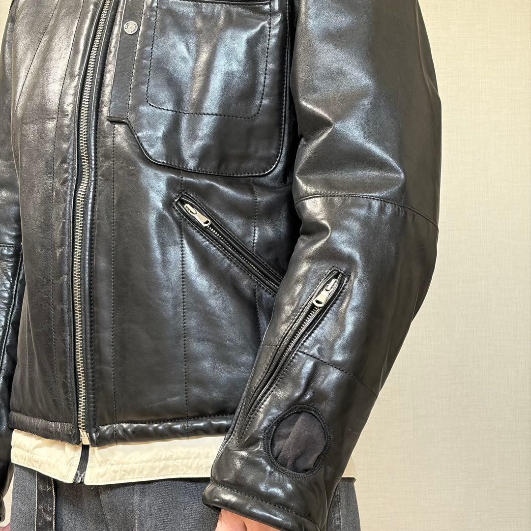 CP Company Leather Jacket Black D Pocket Vintage Size 50 Used thumbnail 10