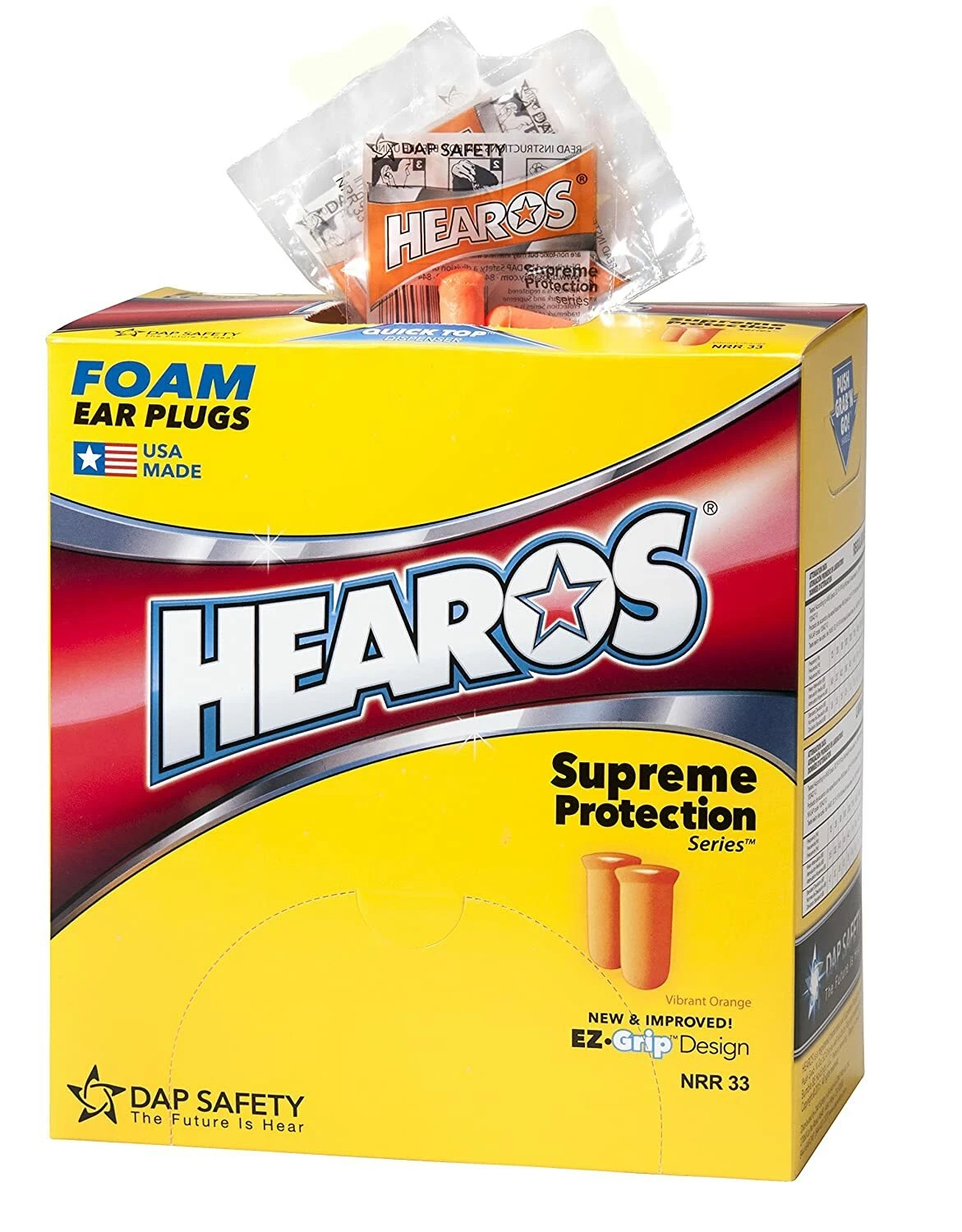 100 Pair Hearos EZ Grip Corded Foam Ear Plugs 7024 NRR 33 Earplugs