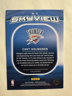 2024-25 Panini NBA Hoops Skyview #15 Chet Holmgren Ohklahoma