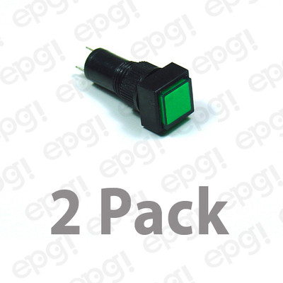 2 PACK - 10mm SQUARE LED PANEL MOUNT LAMP -  GREEN LENS 3VDC-12VDC  #NN10SGR
