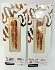 Beauty 360 Elegant Tweezer Duo Rose Gold 2pack 4 Stainless Steel Tweezers Total