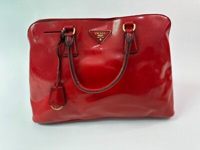 PRADA Lipstick Red Patent Leather Spazzolato Top Handle Bag | eBay