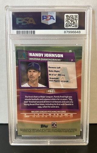 2014 Randy Johnson Stadium Club Rainbow Foilboard /25 PSA 8 Arizona Diamondbacks - Picture 2 of 2